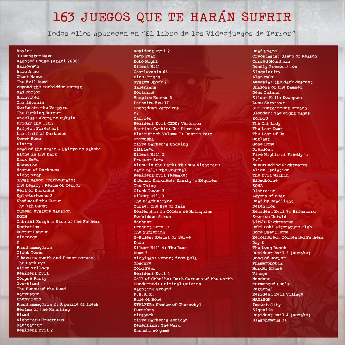 GamePressEd's tweet image. ¿Conoces todos los juegos que aparecen analizados en El Libro de los Videojuegos de Terror?

Pincha en la imagen y busca tu favorito. 

Reserva tu ejemplar antes de que se agote:
Edición Deluxe: 📗 bit.ly/GPTerror
Edición Especial Limitada: 📕bit.ly/GPTerrorEsp