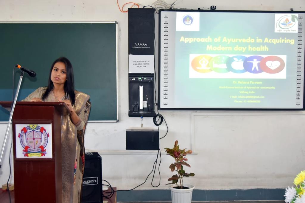 NeiahShill2000's tweet photo. Awareness lecture on Ayurveda for One Health delivered by Dr Rehana, NEIAH, Shillong at St. Dominic’s College, Nongthymai on 09/11/23 at  on occasion of Ayurveda Day 2023
@cari_guwahati @CCRAS_MoAyush @moayush @AyurvedaDay https://t.co/DnY9Lqgvic
