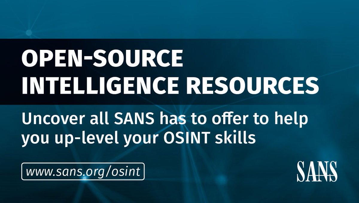 SANSDefense's tweet image. Are you ready to level up your #OSINT game? Check out the SANS OSINT resources page for expert insights and practical guidance on OSINT techniques and tools.

🔗 Check it out: buff.ly/44VLq1H
#OpenSourceIntelligence #OSINTResources