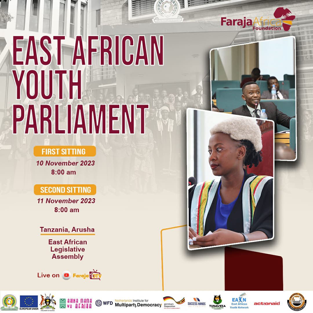 FarajaDTv's tweet photo. ALERT🚨:The East African Youth Parliament organized by @FarajaAfricaFdn and partners will be streaming live on @FarajaDTv tomorrow 10th and 11th Saturday from Arusha-Tanzania.
Tune in as young people address crucial issues.
#FDTvUpdates|#FDTvNews https://t.co/1pLMCSMDKF