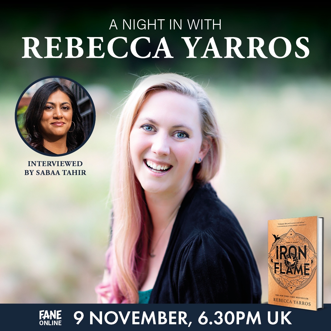 AH! I got a chance to be interviewed by THE Sabaa Tahir and HAD to jump on it. Join us today, 11/9: 10.30am PT, 1.30pm ET; 6.30pm UK time!!!

fane.co.uk/rebecca-yarros

#redtower #fane #sabaatahir #littlebrowngroup #empyreanseries #rebeccayarros #fourthwing #ironflame