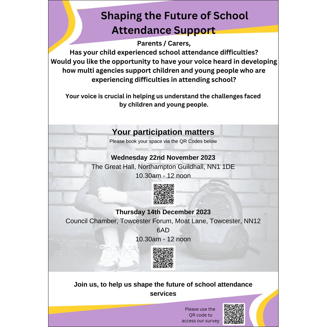 🍎 Shaping the Future of School Attendance Support Workshops: #Northampton: ow.ly/mtxf50Q5Qma #Towcester: ow.ly/8OcV50Q5QmF Online Survey: ow.ly/2ycs50Q5Qo6 With @NPFG_, @SENDIASSWNC, the SEND Support Service (SSS), @WestNorthants, & @Define_Fine_PS. #EBSA