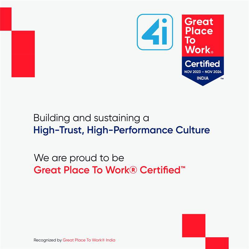 Thrilled to announce that #4iapps is officially certified as a Great Place To Work.  

Cheers to our awesome colleagues who make every day at 4i Apps something to look forward to!   

#TeamSuccess #GreatPlaceToWork #4iapps #4iappsolutions #Achievement #Motivation #GPTW