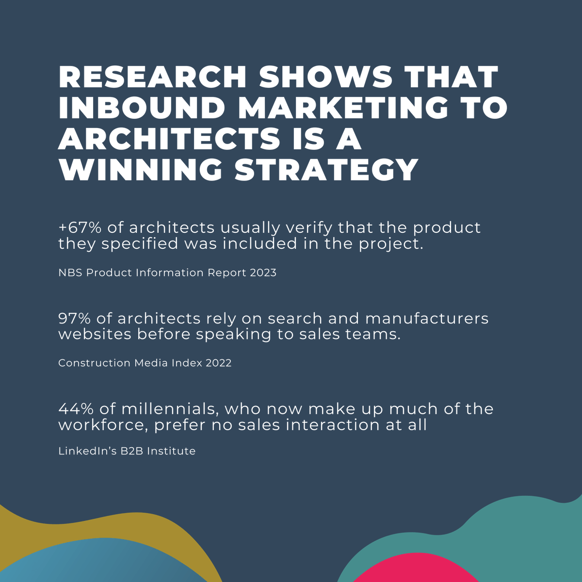 insynthltd's tweet image. Specifications are getting harder to break, reaching architects is more of a priority. 

Architects are doing more of their research online. 

Now is the time to implement inbound marketing to architects.

Here&apos;s the playbook: bit.ly/3s02BBf