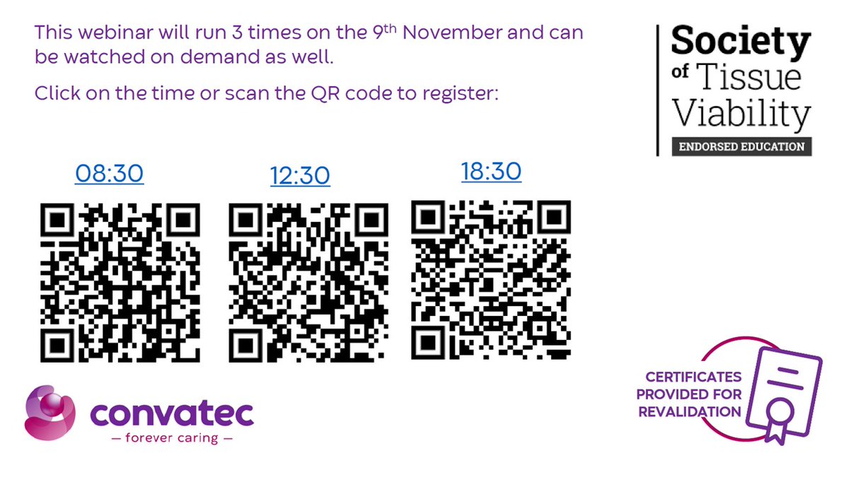 Were you able to join us for our Wound Infection webinar's today? You still have chance to register as the webinar will run again at 18:30, or failing that, register now and watch on demand at your leisure:
Register here: brnw.ch/21wEiiB
#WeAreConvatec