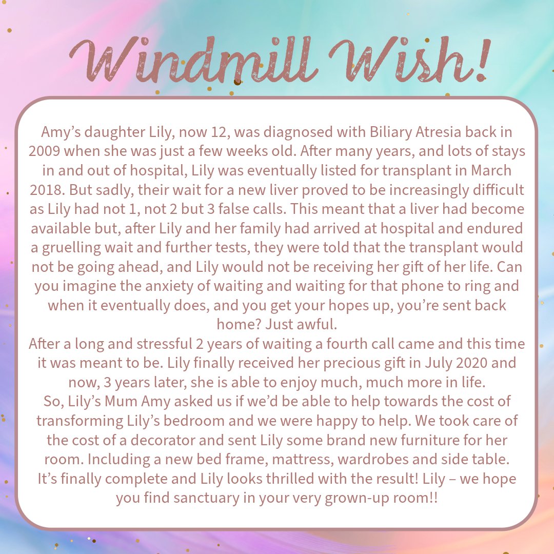 It is thanks to our supporters & all their generous donations that we can support children like Lily. To make a donation please visit our website #biliaryatresia #childhoodliverdiseaseawareness #windmillwish #charity #organdonationawareness #organdonation #livertransplant