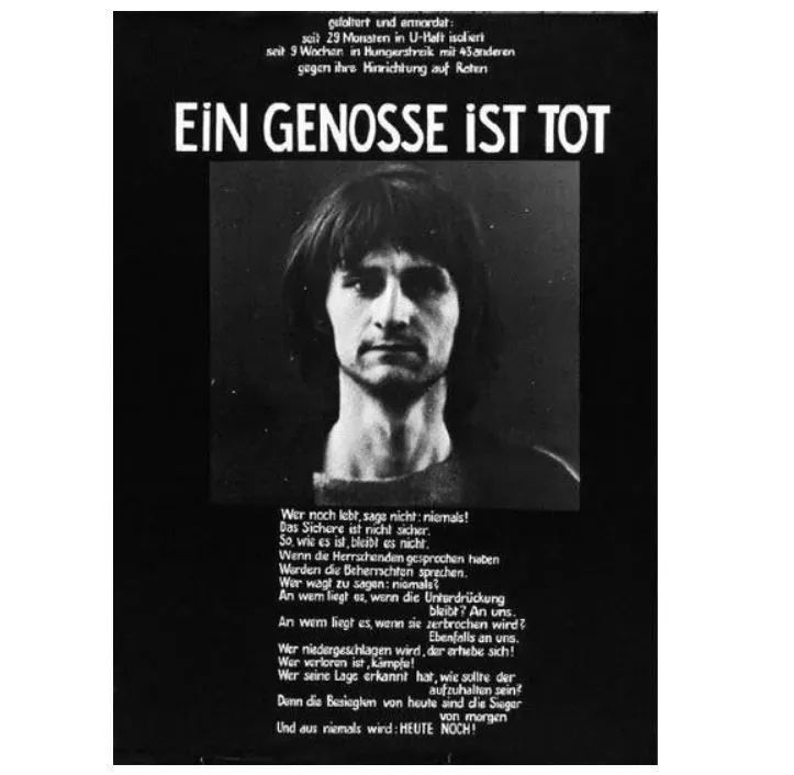 09.11.74: Holger Meins stirbt an den Folgen der Zwangsernährung während des Hungerstreiks der RAF.