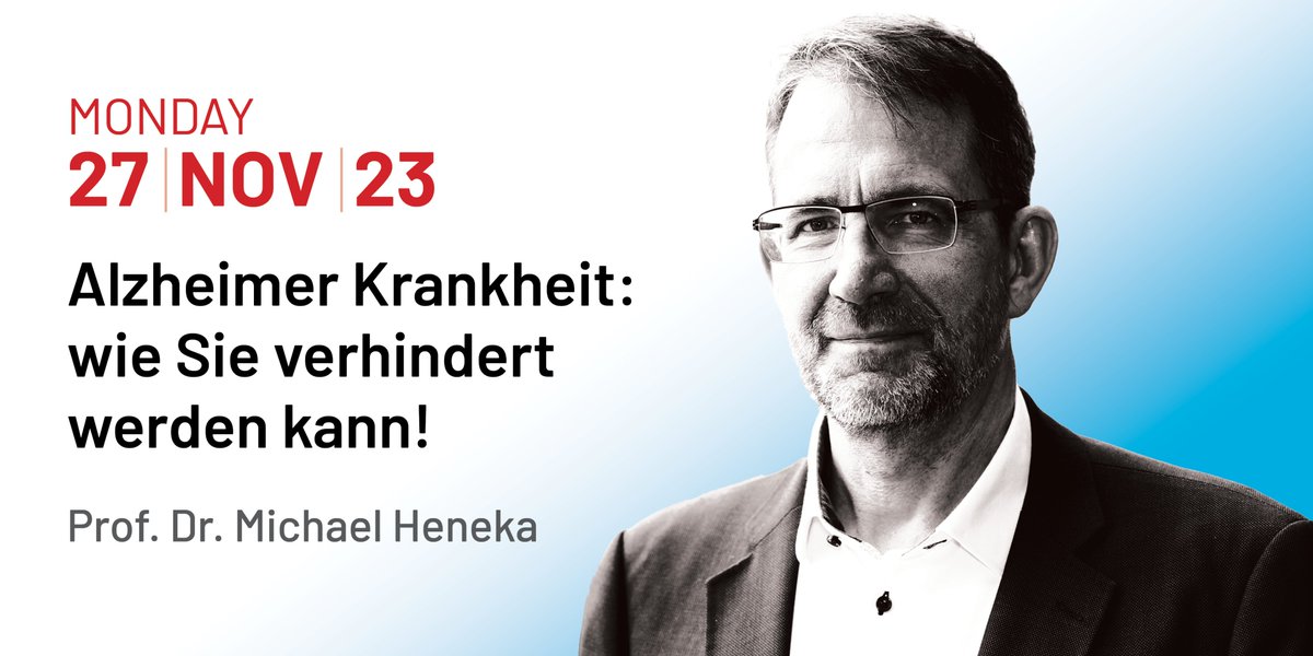 📣 Science Lecture Series: #20Years of ideas! Alzheimer's disease: how it can be prevented! - Prof. Michael Heneka Join us for the 12th one. Lecture held in German. 📅 Thursday, 27 November | 18.00 - 19.00 📍 @neimenster ➡️ uni.lu/lcsb-en/events… ⬅️