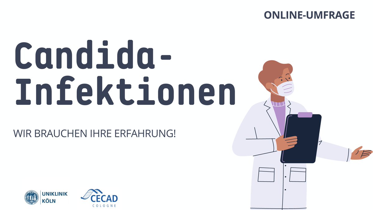 10-Min. Online #Survey der @UKKoeln @UniCologne @CECAD_: Wie werden #Candida #Infektionen in #Deutschland diagnostiziert und behandelt? Candidämie=Häufig und lebensgefährlich #Pilzinfektion clinicalsurveys.net/uc/CAMEO/ Mitmachen und teilen! #IDTwitter @DmykGeV @dgimev @DZIF_
