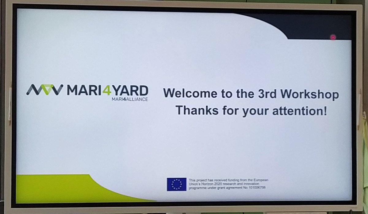 📢 The 3rd Workshop of Mari4_YARD has started! We are excited to present the technologies developed during the project and now ready to be applied in shipyards to support the shipbuilders in their heavy and time-consuming daily tasks. Dear participants, welcome on board!