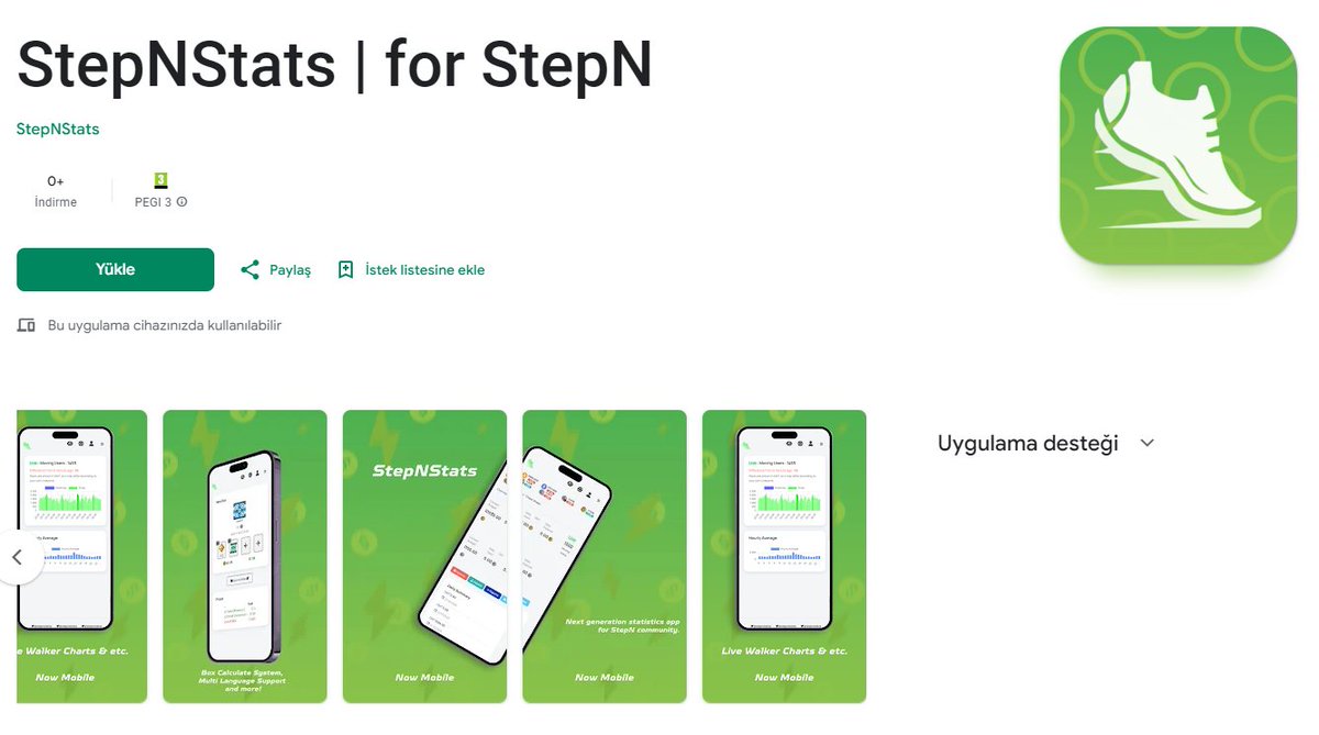 Our Stepn statistics application is available on Google Play Store.🥳🥳🥳 @mertunluoney80 @skavlak play.google.com/store/apps/det…