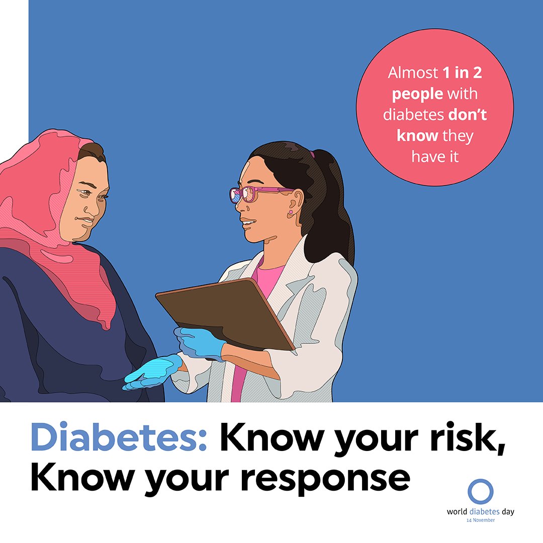 PHS_JOAG's tweet photo. KNOW YOUR RISK, KNOW YOUR RESPONSE
November 14th is World Diabetes Day
"1 in 10 adults worldwide have diabetes. Over 90% have type 2 diabetes. Close to half are not yet diagnosed." Learn more at: https://t.co/xFEVUUXbh3 #WorldDiabetesDay #USPHS https://t.co/DsKoTrmcjq