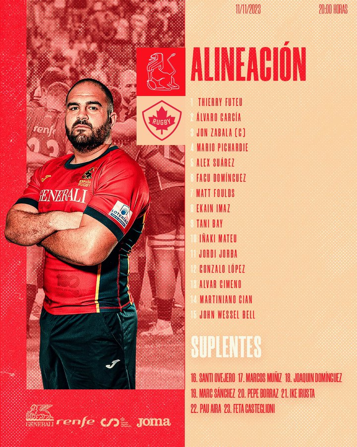 PillsRugby's tweet image. Hay XV para el #ESPvCAN🇪🇸🇨🇦

#VamosLeones
