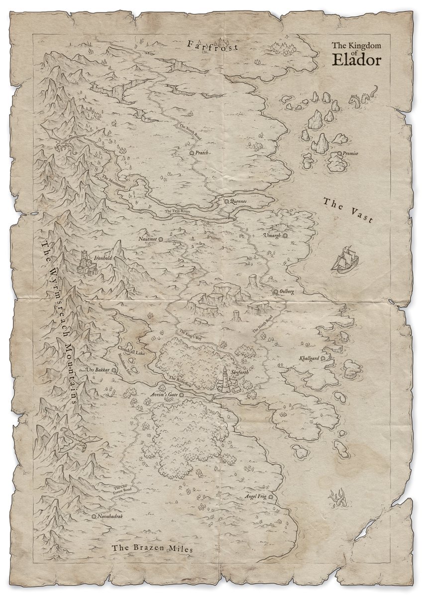N_Horizons_maps's tweet image. A regional map I recently did for a Pathfinder adventure.
I like this simple B&W maps on parchment background.
It is not too time consuming and hence not so stressful, lol.
#cartography #map #fantasymap #pathfinder #dnd #dnd5e #ttrpg