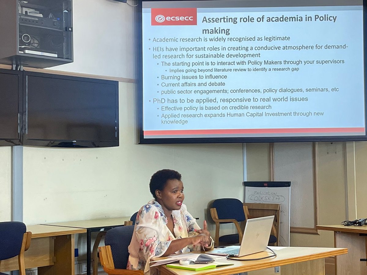We are honored to have hosted Lusanda Bantwini from <a href="/ecsecc_/">ECSECC</a>  who spoke on how academics through their research can influence policy makers. Lusanda encouraged researchers to get close to those responsible for crafting policy.