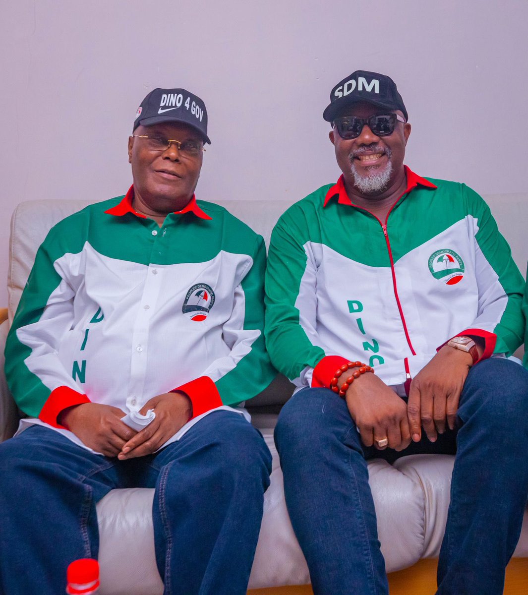 atiku's tweet photo. My delegation and that of the @OfficialPDPNig, are live at the residence of Sen. Tunde Ogbeha for the grand-rally of Sen. Dino Melaye, the PDP governorship candidate in Saturday's election. -AA https://t.co/KUU8DeQ7wI