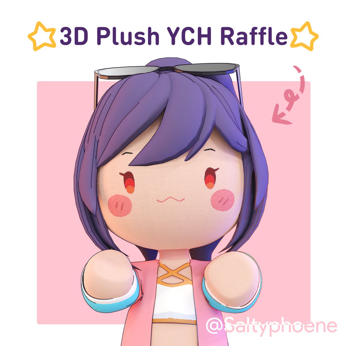 SaltyPhoene's tweet image. ✨Plush Raffle - End on 1st December✨
Hellu! I just made myself into  plush and I want to turn you into a plush too! Pose &amp;amp; Facial can be edited too!

Details :
✧ 1 Winner
✧ Follow me + Retweet this post to enter!
✧ Prize : your plush fully rendered and as a throwable!