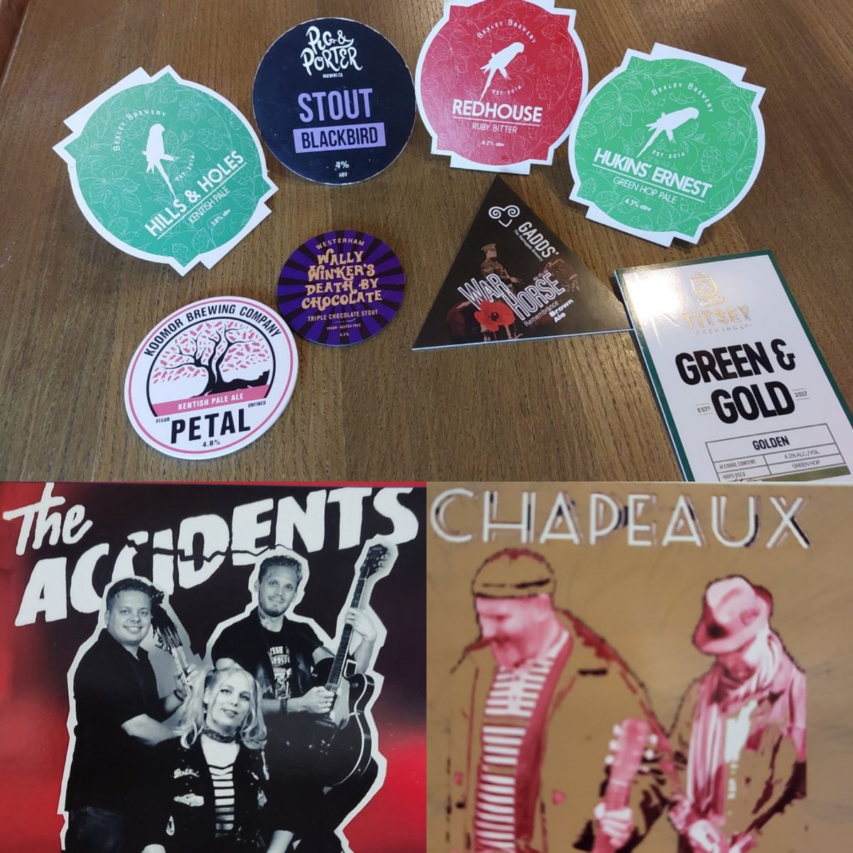The Accidents are on Sat 11th 5pm-7pm, Chapeaux on Sun 12th 3pm-5pm. We have these beauties on for your tasting pleasure. #themagnetbroadstairs #Broadstairs #theaccidents #chapeaux #bexleybrewery #pigandporter #gaddsbrewery #westerhambrewery #koomorbrewingco #titseybrewingco