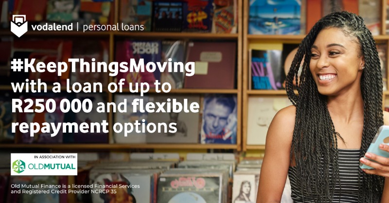 VodaPay's tweet photo. However big your project may be, you can #KeepThingsMoving with a Personal Loan of up to R250 000 from VodaLend Personal Loans. We’ve simplified the application process and you can pay within 72 months.