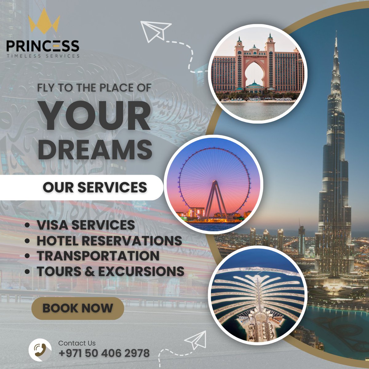 Your needs, our priority. Service at its finest.

#princesstourism #uaeservices #travelandtourism #hotelbooking #flightbooking #visaservices #transportationservices