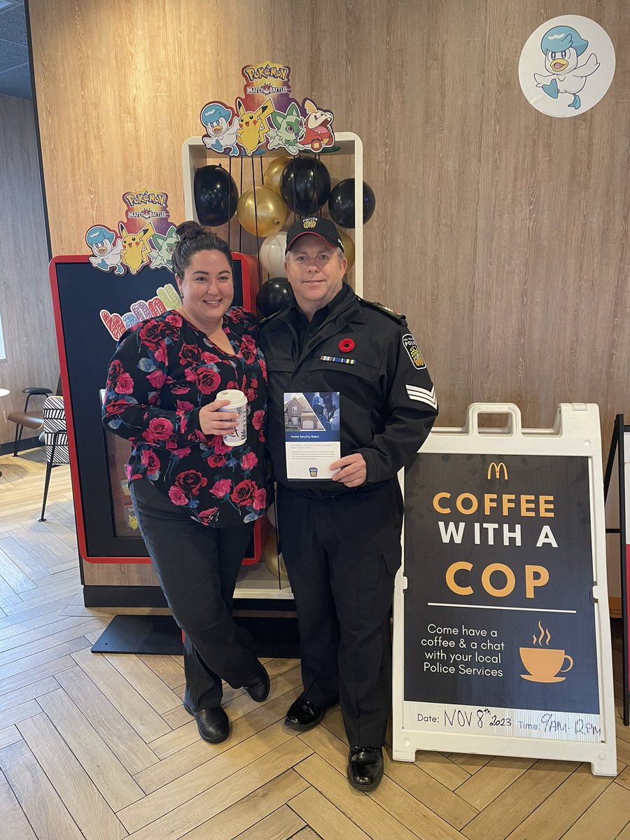 Thanks to <a href="/McDonaldsCanada/">McDonald's 🇨🇦</a> at 3510 Derry Road East Mississauga &amp; The Malton community for a great coffee with a cop event with <a href="/PeelPolice/">Peel Regional Police</a> to discuss #crimepreventionweek