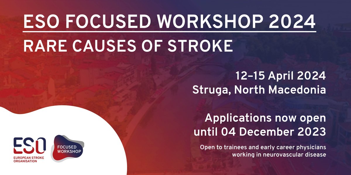 👉The Focused Workshop 2024 in Struga, North Macedonia will help residents and young neurologists establish an accurate diagnosis through detailed patient evaluation of rare causes of stroke. Application is now open until 4 Dec: ow.ly/kZOP50Q4vqC #stroke #stroketwitter