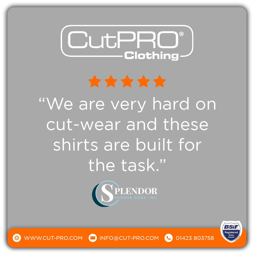 CutPROclothing's tweet image. At CutPRO®, we are honored to partner with a diverse range of companies like Splendor Shower Door, Inc. who are committed to promoting workplace safety. 

cut-pro.com/contact-us
 
#cutprotection #workwear #ppe #workplacesafety #cutpro #industrialsafety #testimonial