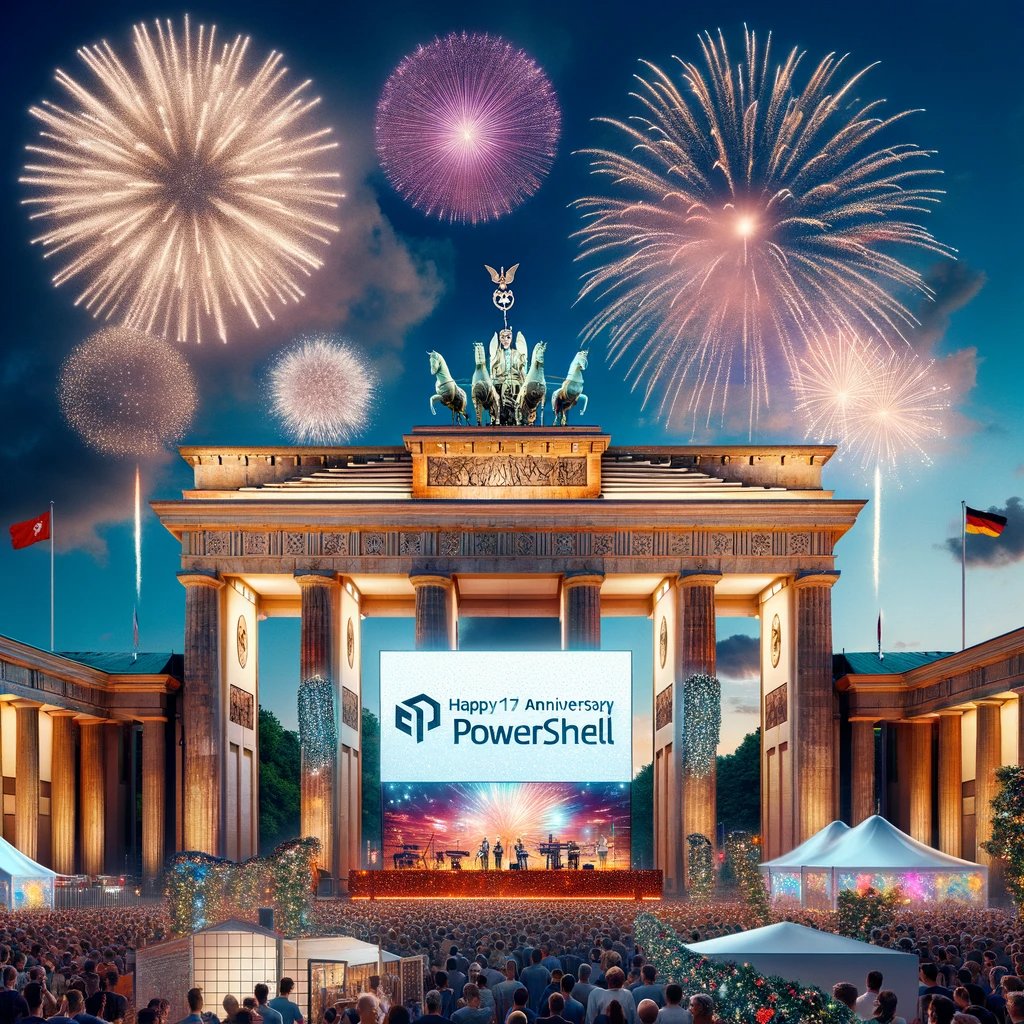 HeikoBrenn's tweet photo. Newsflash: Berlin is celebrating PowerShell. Alles Gute zum Geburtstag. @cj_berlin is right in the middle of the party, right? 🙂
#PowerShell  #17PowerShell #PowerShellRockz #PowerShellAnniversary https://t.co/3atf7FzDos