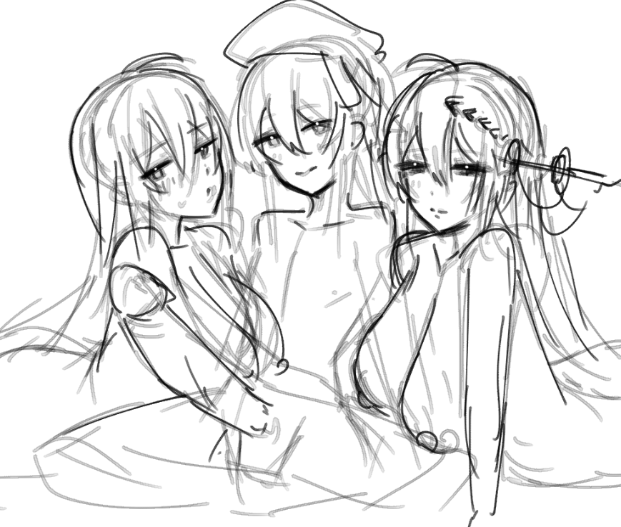 ミヅスカ+濁スカ(マグロ)のプレイを見ながら濁スカに慰めてもらう…のラフ🥺 