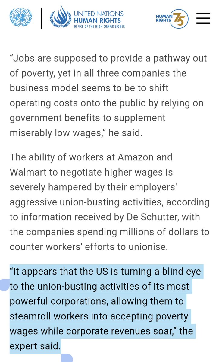 BenjaminNorton's tweet photo. The top UN expert on poverty warned, "It appears that the US is turning a blind eye to the union-busting activities of its most powerful corporations, allowing them to steamroll workers into accepting poverty wages while corporate revenues soar". https://t.co/r641DmIP8b