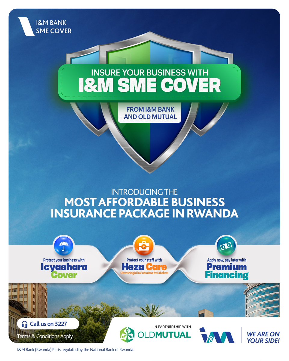 imbankrw's tweet photo. It's the I&M SME Cover unlocking smiles and shielding dreams!🛡️Chase dreams for your business because we are ready to protect it with our most affordable packages!
Call us today, we have one just for you!
#SMECover #IMBank #OldMutual #ProtectwithIM https://t.co/YLQe83V3ik