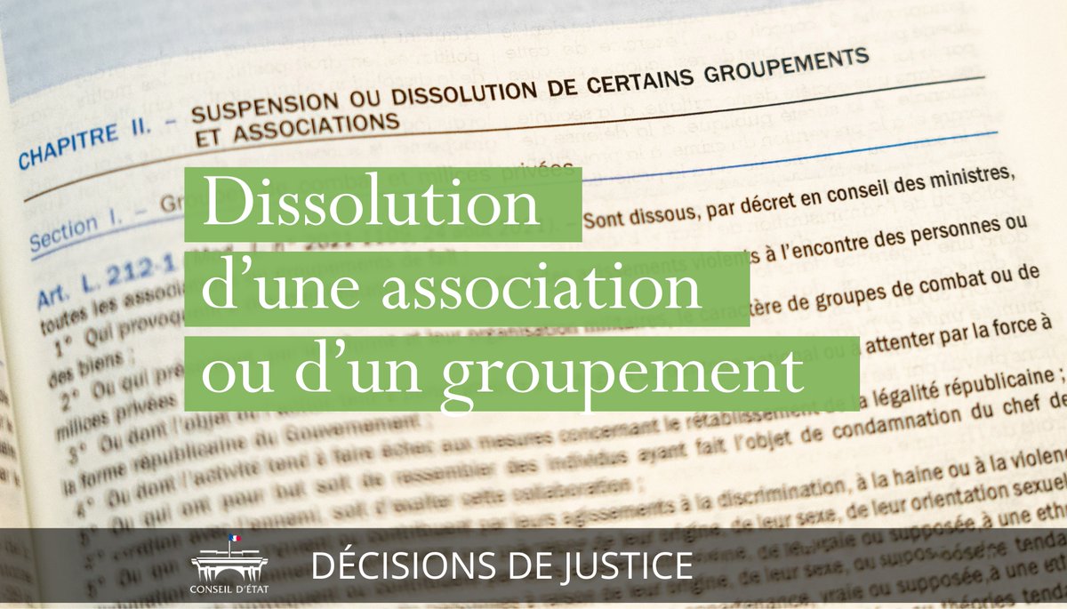 ⚖️ Soulèvements de la Terre, GALE, Alvarium, CRI : le Conseil d’État précise les critères justifiant la dissolution d’une association ou d’un groupement ➡️ Lire les décisions : conseil-etat.fr/actualites/sou…