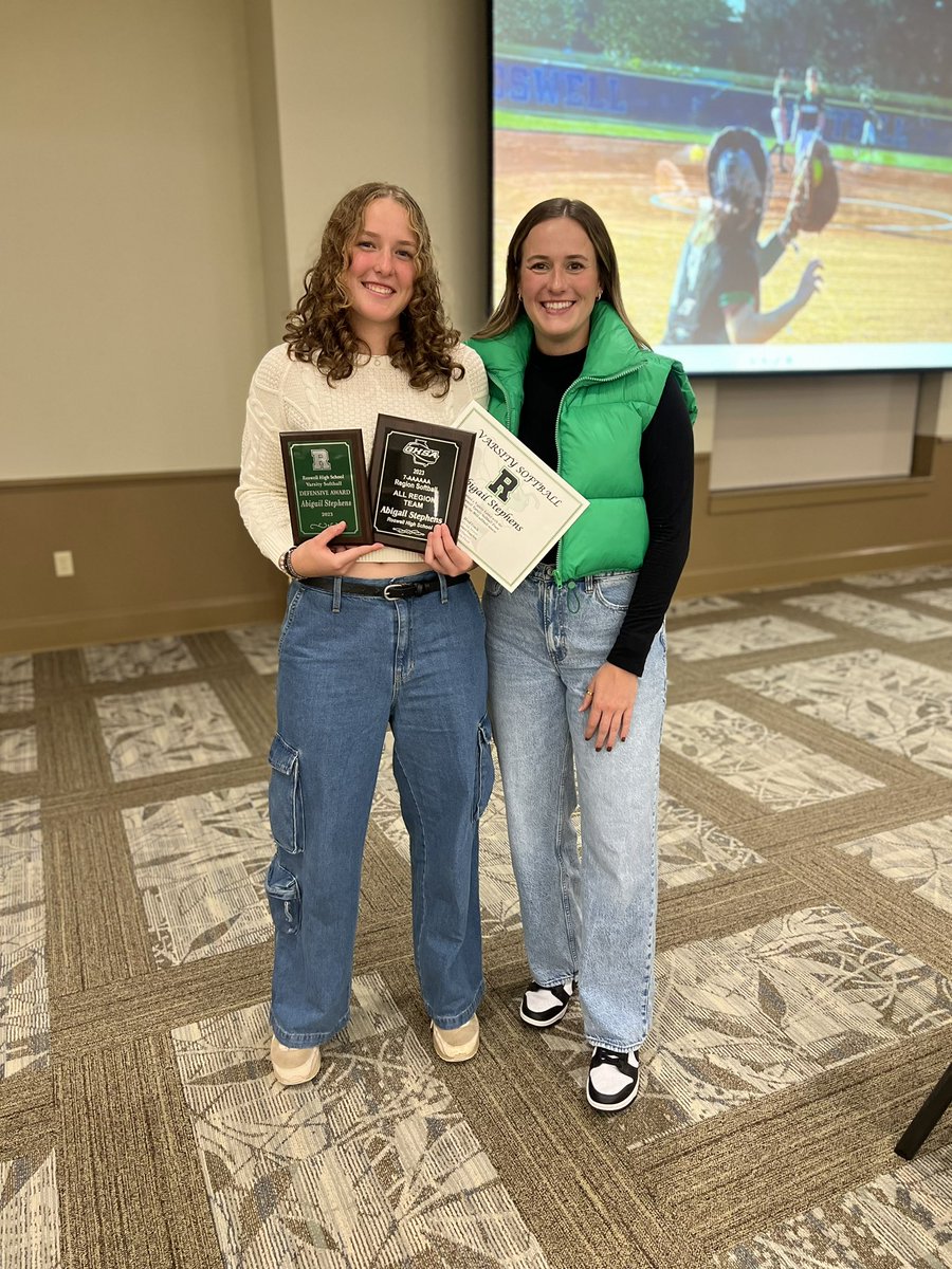 We had fun celebrating the end the @roswellsoftbaII season at our banquet last night! I received my second 🥎 varsity letter, was awarded defensive player of the year, + recognized as a GHSA 6A all region team catcher. I also received my 22-23 academic letter this week!