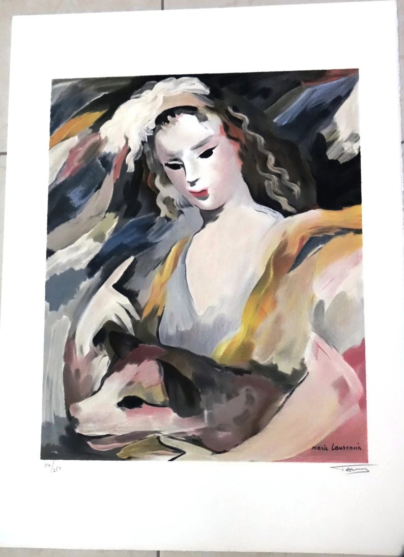 Marie Laurencin, signed interpretation lithograph, girl and pet #EarlyBiz #giftsforher #ChristmasGiftIdeas #art #FestiveEtsyFinds #holidays #EtsyArt #Art4gift #artprints #collectible #walldecor #FindYourThing #decorate marieartcollection.etsy.com/listing/230261…