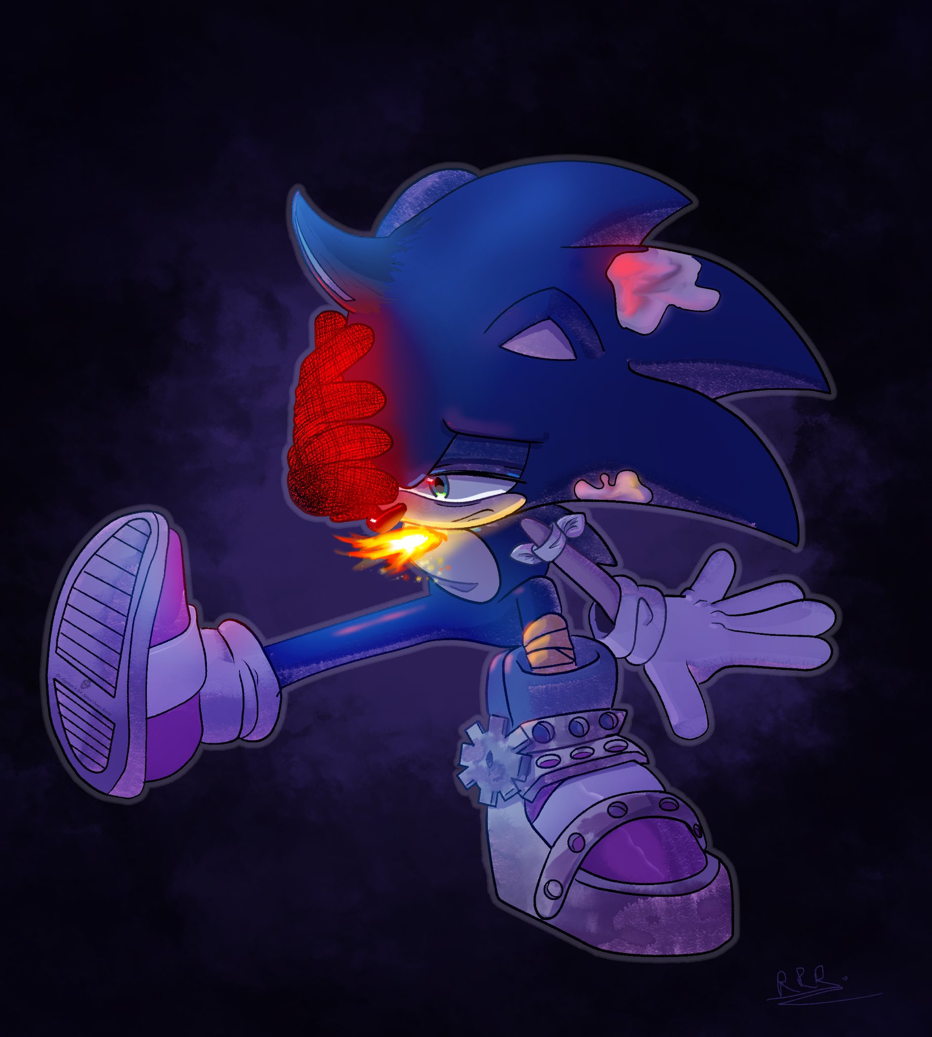 A cyborg that could extend its limbs lost to a hog, but A WALKING FURNACE  SHISH-KABOBS HIM : r/SonicEXE