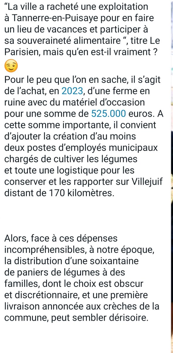 collectiftranqu's tweet photo. #villejuif 
@VilleVillejuif 
@VigieCitoyenne 
@bfmtv
@Actu17 
@CNEWS 

Ville de Villejuif

La ferme de Tannerre-en-puisaye
  
Souveraineté  alimentaire 
ou 
Futur GOUFFRE financier https://t.co/skwhu2DfZ3