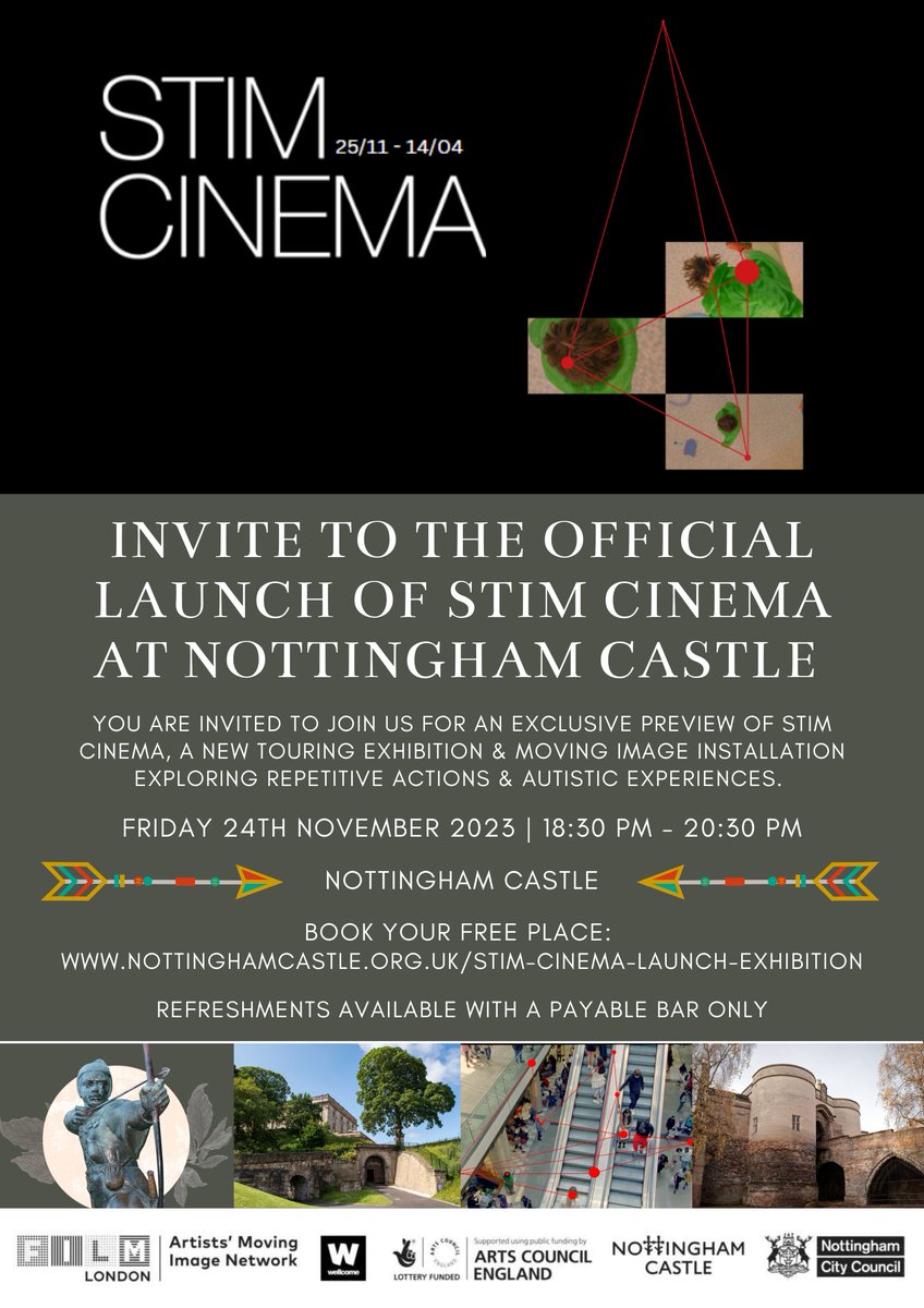 We're glad to invite you for an exclusive preview of Stim #Cinema, our new temporary #exhibition! We're looking forward to meeting you on 24th November | 18:30 - 20:30 ➡️Book your free place here: nottinghamcastle.org.uk/stim-cinema-la… #nottingham #neurodiversity @MyNottingham
