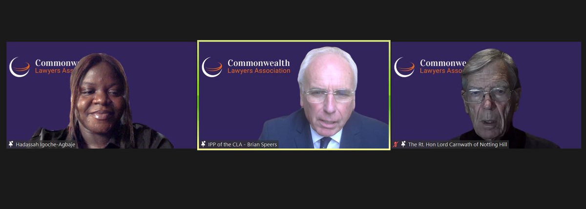 Day 2 of the Young Commonwealth Lawyers Association virtual conference has just started with Lord Carnwath of Notting Hill as the keynote reflecting on his fascinating career. Register us02web.zoom.us/meeting/regist…