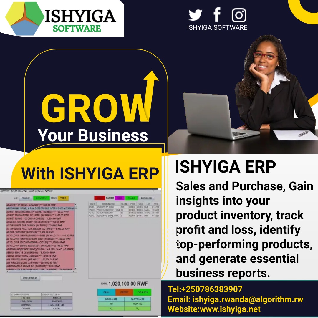 Ishyigasoftware's tweet image. &quot;Master your business game with precision: from sales and purchases to inventory insight, profit tracking and powerful reports.Elevate your strategy and conquer success!&quot;
 #SmartSolution
#RevenueGrowth
#profitabledecisions