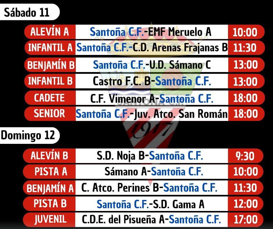 Partidos que disputarán nuestros equipos este fin de semana

#SantoñaCF #futbolbase #SomosCantera #futbolcantabro #santoña #futbol