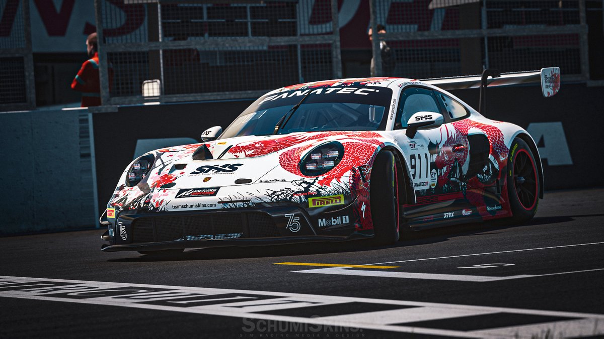 SchumiSkins's tweet photo. New @AC_assettocorsa livery design made on the #Porsche992GT3R for the Suzuka 24h hosted by @RCI_Racing 

Had various inspirations from this design, loved implementing some japanese identity to the livery 🔥

What do you think? 👀 https://t.co/s0bmNRbEyu