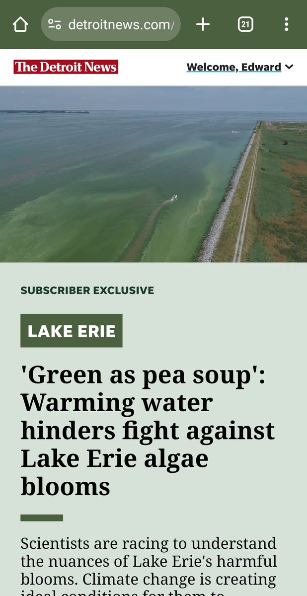 LAKE ERIE: Check out the feature by @detnews on the challenges facing this #GreatLake. Work by @LimnoTech @freeboardtech featured in the tech used to monitor the lake. DM me for pdf of pay wall story detroitnews.com/in-depth/news/…