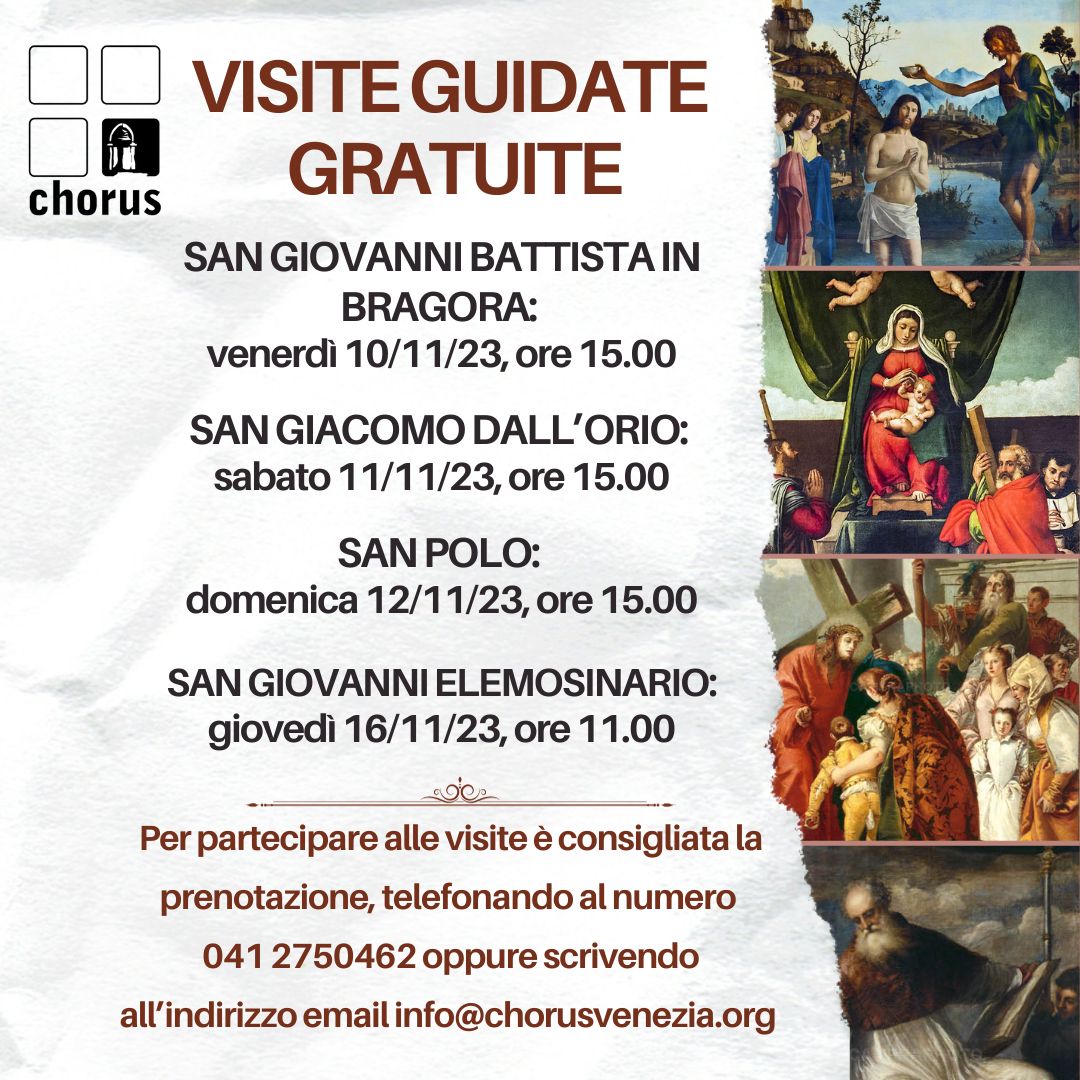 EnjoyRespectVe's tweet photo. #4 #visiteguidate #danonperdere in #quattro splendide #chiese!

SAN GIOVANNI BATTISTA IN BRAGORA: venerdì 10 nov ore 15
SAN GIACOMO DALL'ORIO: sabato 11 nov ore 15
SAN POLO: domenica 12 nov ore 15
SAN GIOVANNI ELEMOSINARIO: giovedì 16 nov ore 11

Info: https://t.co/GG9yY4HqGc https://t.co/zlDtkLqQgE