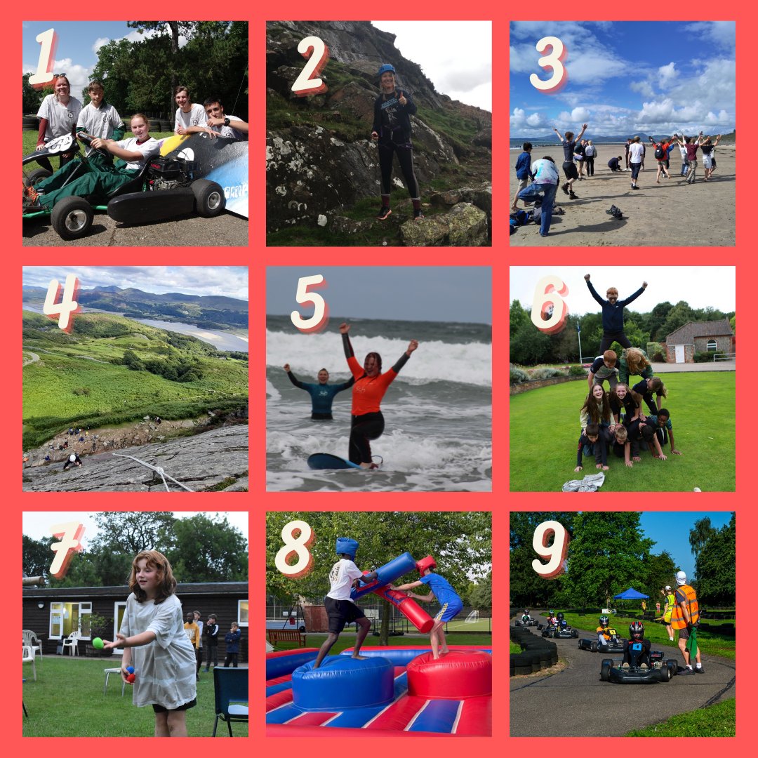 Here's a little Thursday challenge for you just for fun. We currently run 9 holidays each summer. How many of the 9 summer holidays can you name from our photo grid?! (All photos were taken in summer 2023). 

#christiancamp #activityholiday #thursdaychallenge #christianyouth