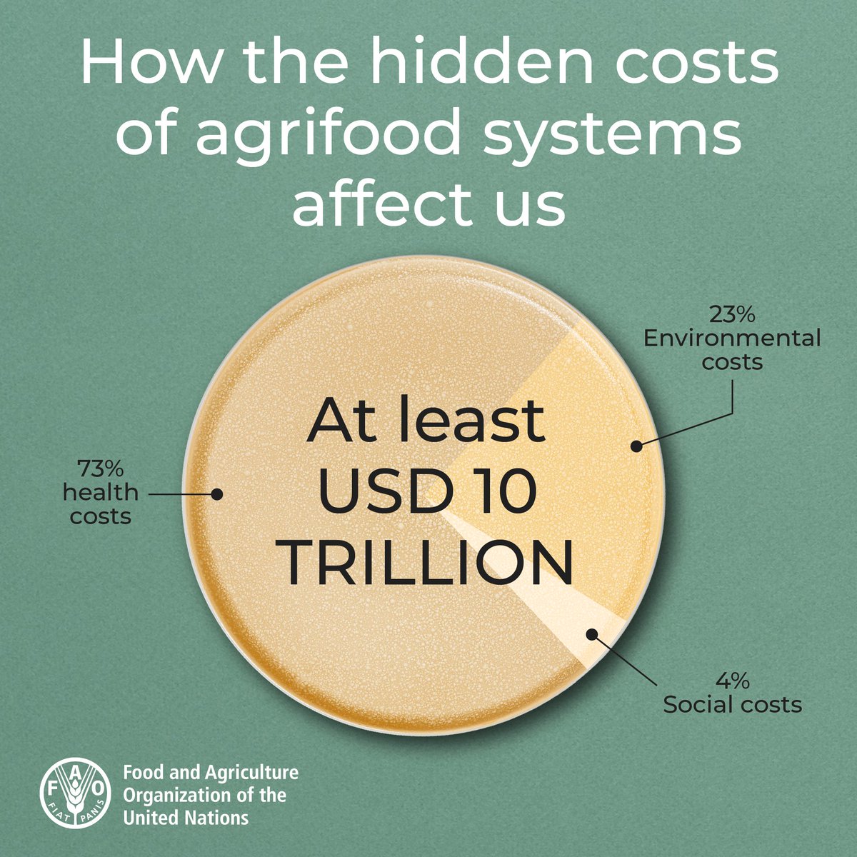 Agrifood systems have hidden costs. We all pay them, but not equally. 

For the first time, @FAO calculated the environmental, health and social hidden costs in agrifood systems for 154 countries.

Read more to learn about the #TrueCostofFood: bit.ly/3MvBViS