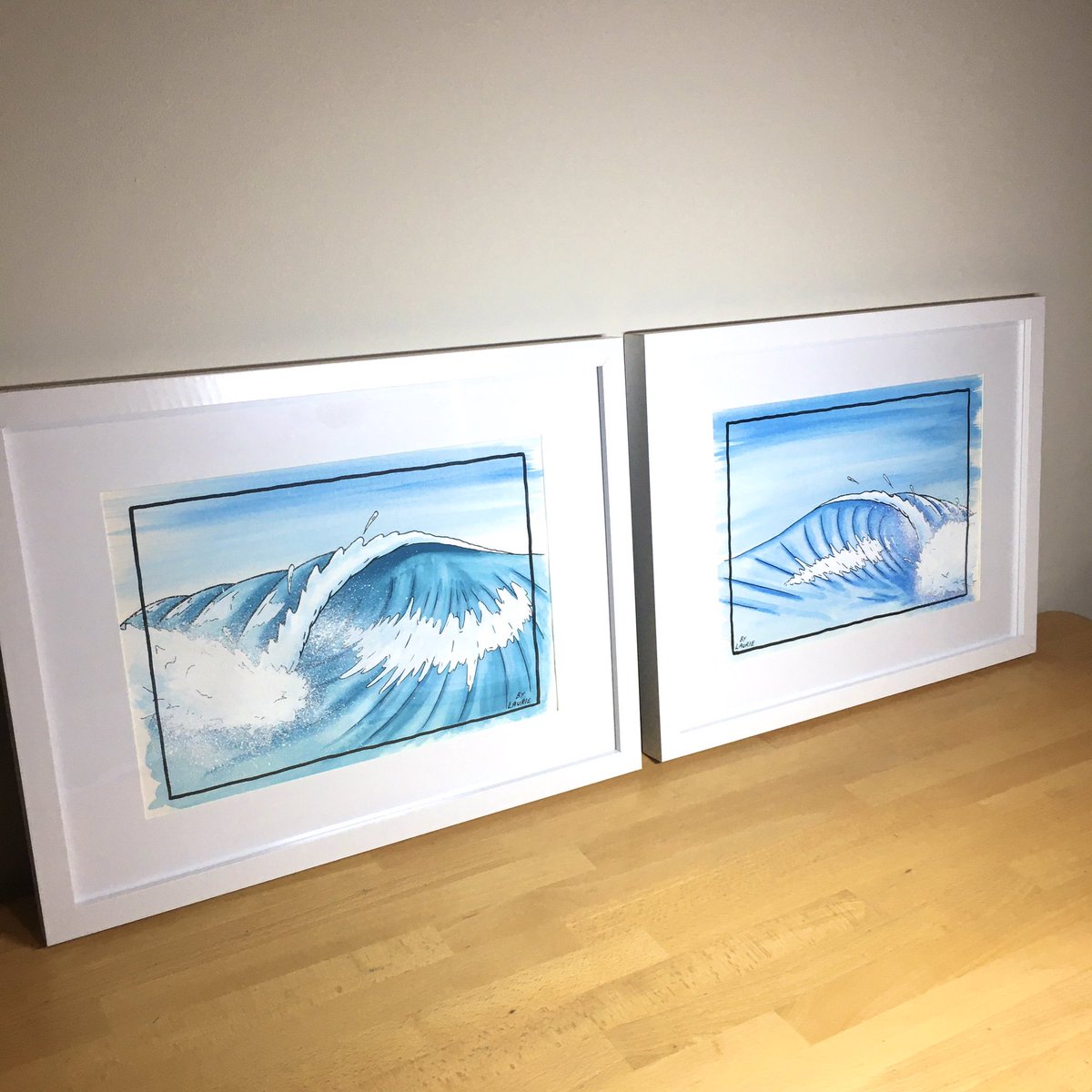 ByLaurieDesigns's tweet image. Coupla little cartoon waves for an upcoming local show.

#wave #waves #waveart #surf #surfart #gouache #wavepainting #waveartwork #painting #framedartwork #blue #bylauriedesigns
