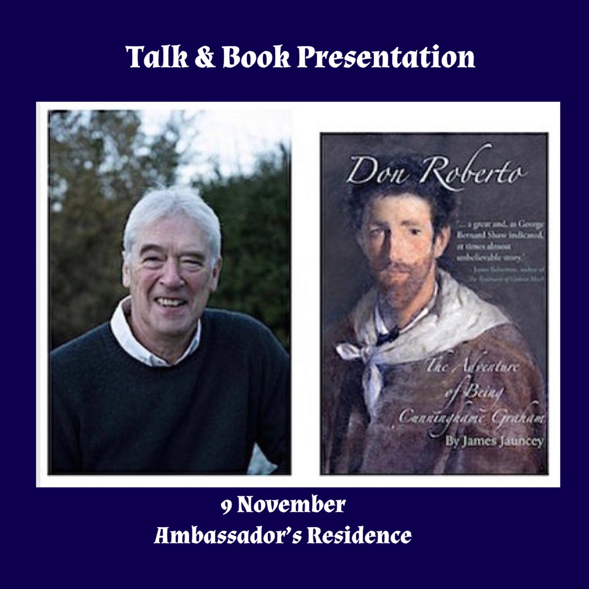 AngloArgentineS's tweet photo. Excited about our event of today, an illustrated talk about Don Roberto Cunninghame Graham by his great-great nephew, author and biographer @JamieJauncey . His book was recently published.
@ARGinUK @ABCC_Argentina 
#donroberto #biography #gaucho #scotland #argentina #AAS75years https://t.co/cuoSDHZGch