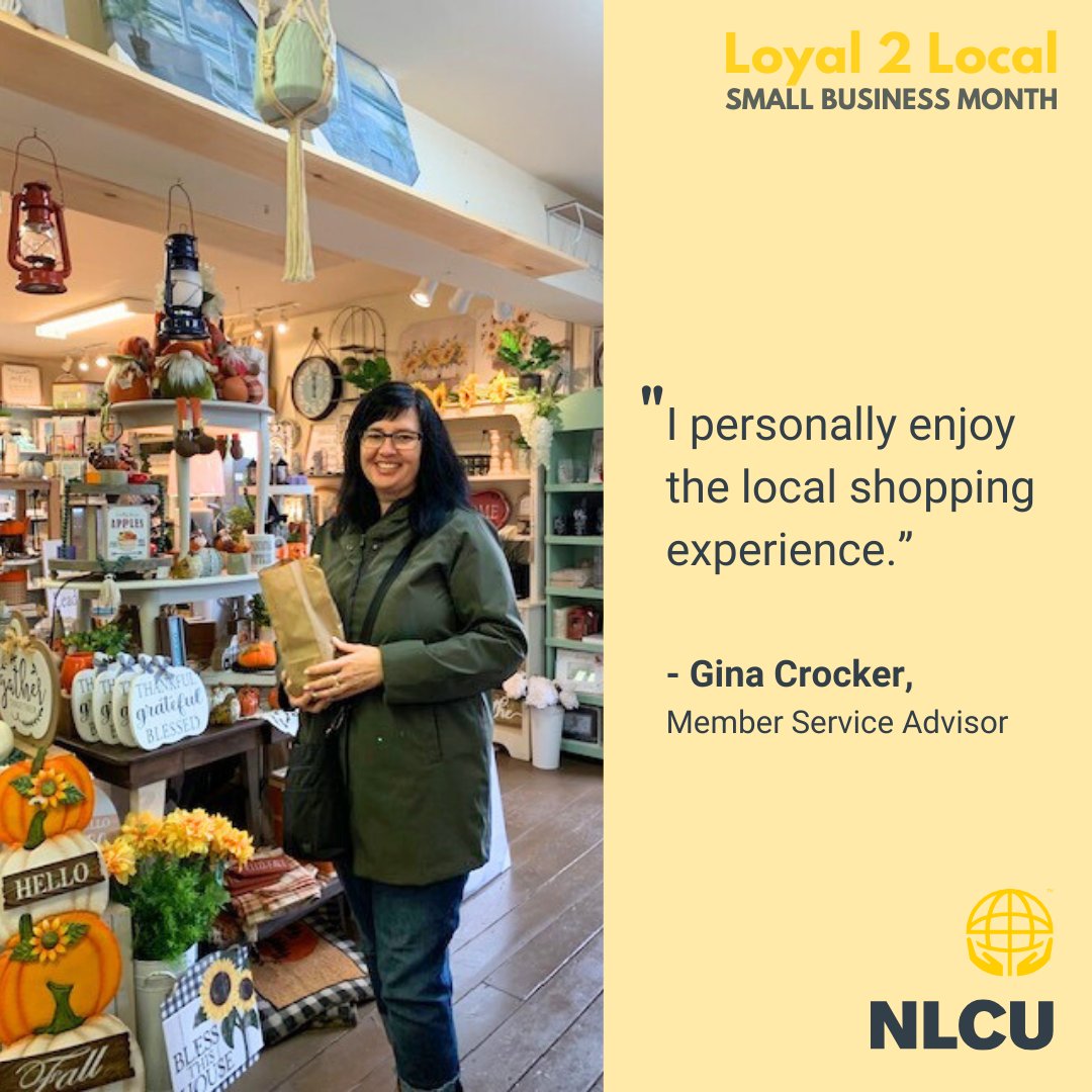 NLCU's tweet image. Our Member Service Advisor, Gina Crocker, visited Hidden Treasures in Bay Roberts to spend her #Loyal2Local funds. @HidTreasures_BR has been in #business since 1997 and offers a large selection of beautiful #homedecor, #souvenirs, #personalizedgift ideas and more.
