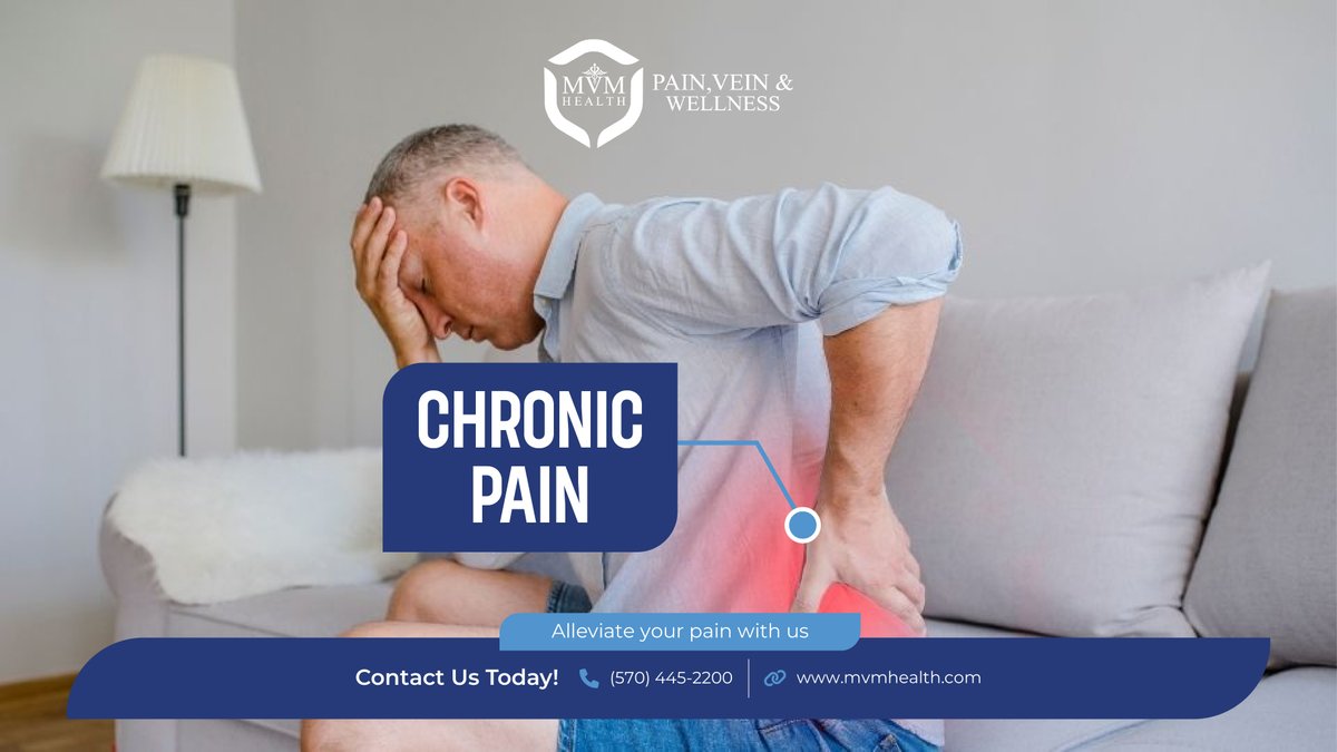 Chronic pain? You're not alone! Conditions: back pain, neck pain, head injuries, and more. 😓 Reach out to Harvard-trained experts at MVM Health for relief. 💪 #ChronicPain #PainRelief #MVMHealth

Visit mvmhealth.com ☎️ 570-445-2200 #Healthcare