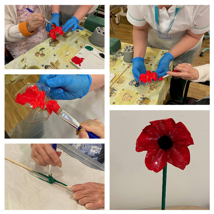 Today at art club, our occupational therapists are supporting stroke patients to paint poppies ahead of Remembrance Day, which will feature in our stroke garden. The ladies taking part today love it, one said “it is the highlight of my week, I love it.” #OTWeek2023